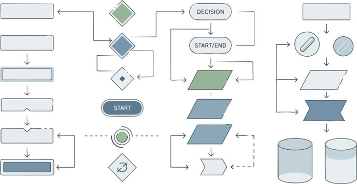 Flowchart Diagram Elements and Process Visualization.