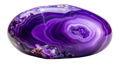 Polished, vibrant purple agate, exhibiting intricate banded patterns