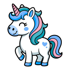 Naklejka premium unicorn, cartoon, animal, pet, smile, happy, art, cute