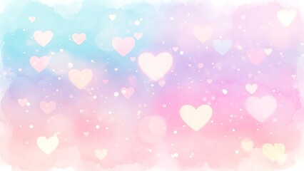 Soft Focus Hearts Floating in Pastel Colored Environment with Gentle Emotions and Love View
