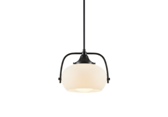 Elegant Black and White Glass Pendant Lamp with Arched Support