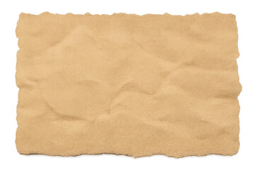 Fototapeta premium Old wrinkled parchment paper texture with torn edges and crumpling details, having a transparent background