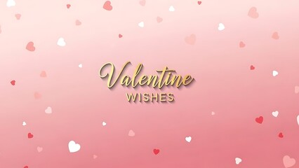Valentine Wishes with Hearts and Love on a Pink Background