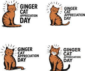 Four charming ginger cats celebrate Ginger Cat Appreciation Day with joyful expressions