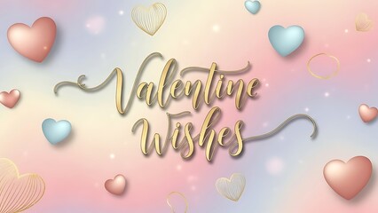 Valentine Wishes with hearts on a pastel background