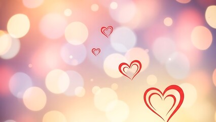 Floating Hearts in Soft Focus with Vibrant Bokeh Lights