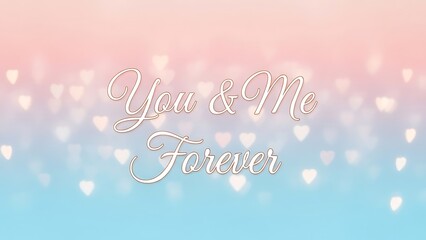 A romantic couple embracing with hearts surrounding them in a serene pastel environment