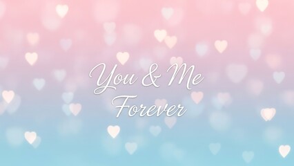 Romantic You & Me Forever Scene with Hearts and Soft Focus Effect