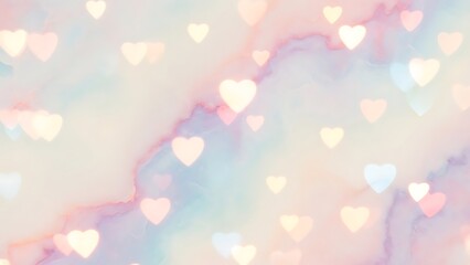Soft Focus Hearts Floating on Pastel Background with Gentle Hues and Serene Atmosphere