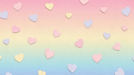 Pastel hearts scattered across a soft gradient background