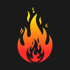 Vibrant fire flame logo design with orange and yellow gradient on dark background