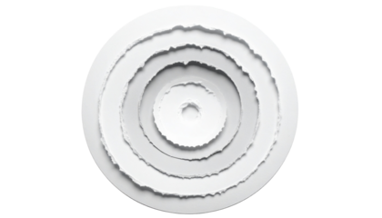 Abstract, layered white circles with torn edges and subtle shadows