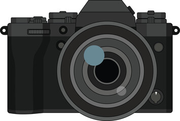 Modern Black Digital Camera with Lens