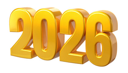 Gleaming golden numerals "2026" on a black background, rendering the future