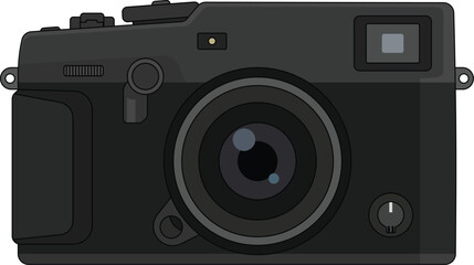 Modern Black Digital Camera With Lens