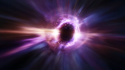 Blurred Black Hole Background with Dark Purple Center and Light Bending