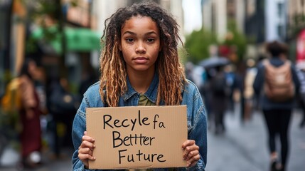Young Activist Advocates for Environmental Responsibility and Recycling Promotion