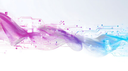 Vibrant digital wave pattern with circuit board elements