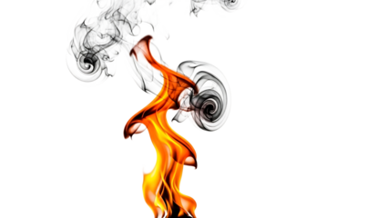 Flaming music note isolated on transparent background