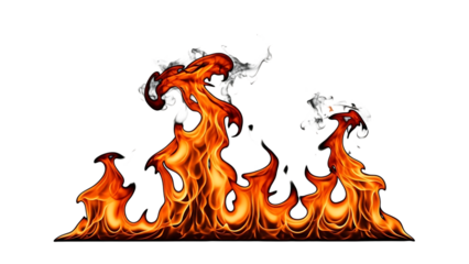 Flames isolated on transparent background