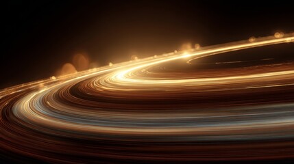 Blurred Planetary Rings Background with Golden Brown Hues and Patterns