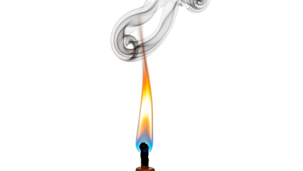 A lit match on isolated on transparent background