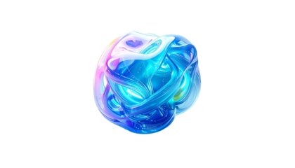 Transparent, swirling, iridescent sphere with internal glowing
