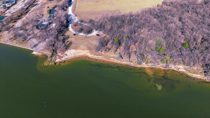 Pelican Park lake beach, Park in Tarrant County, Texas, USA.