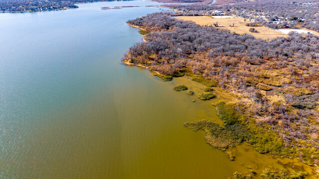 Pelican Park lake beach, Park in Tarrant County, Texas, USA.