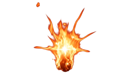 Flaming fire isolated on transparent background