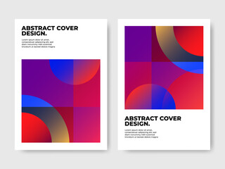 Abstract Geometric Cover Design with Vibrant Colorful Squares and Circles on White