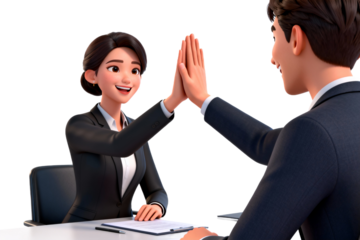 Business Professionals Giving High Five in Office