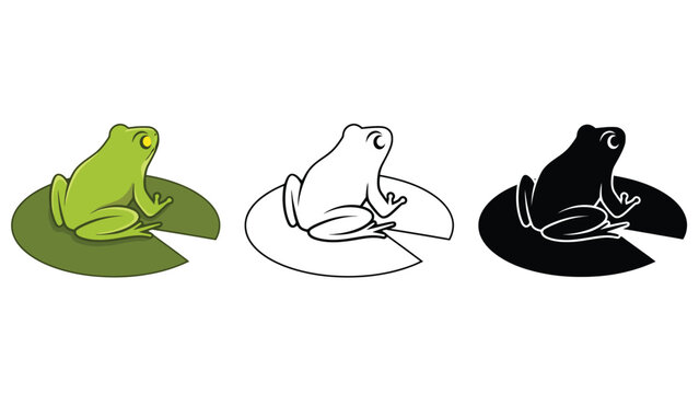Frog on lily pad in three color variations