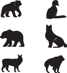 Woodland Wildlife Animal Silhouette Icons Vector Art