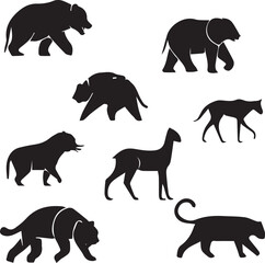 Collection of Wild Animal Silhouettes in Minimal Style