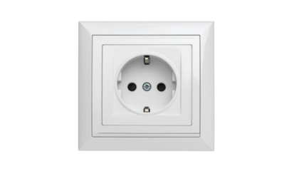 White electrical wall socket with two circular holes for European plug