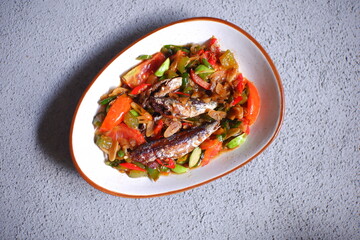 Stir fry saltfish with vegetables