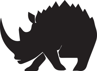 Powerful Black Rhinoceros Silhouette in Minimal Style