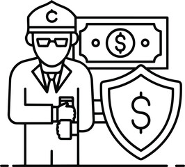 Security Guard Protecting Money and Financial Assets.