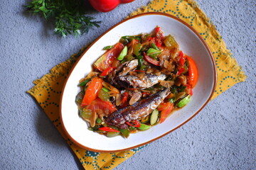 Stir fry saltfish with vegetables