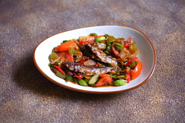 Stir fry saltfish with vegetables 