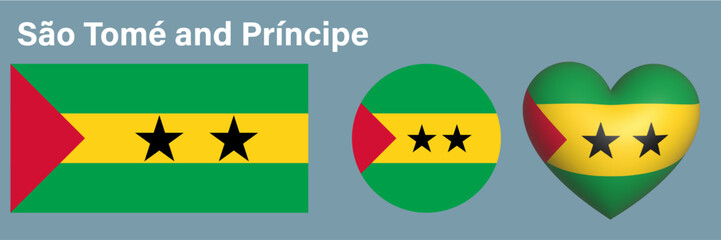 set flag of S&atilde;o Tom&eacute; and Pr&iacute;ncipe icon vector illustration sign 