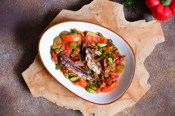 Stir fry salted fish with vegetables  