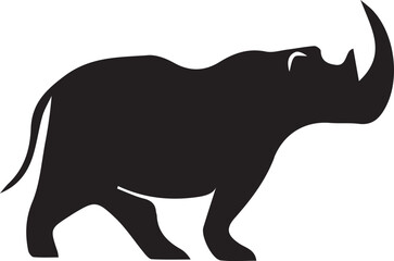 Powerful African Rhinoceros Wildlife Silhouette Illustration