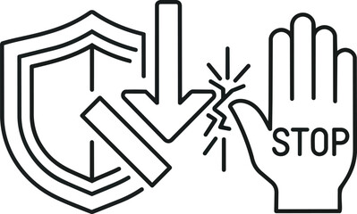 Stop Sign Hand Shield Arrow Icon.