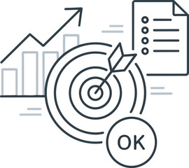 Target with arrow and success indicators.