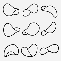 set of potato chip with outline style good for icon, symbol, element design, coloring book, etc