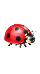 Obraz premium Cute Watercolor Ladybug Illustration on Vibrant Red Background png alpha channel isolated on transparent background