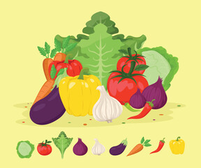A drawing of a variety of vegetables