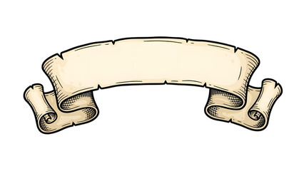Vintage hand drawn scroll banner illustration with a blank space for your text